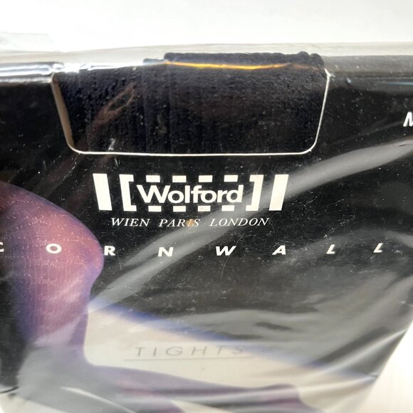 Wolford Cornwall Tights Size Medium Black Sweater Argyle Ribbed Knit Winter 40 - Picture 5 of 8